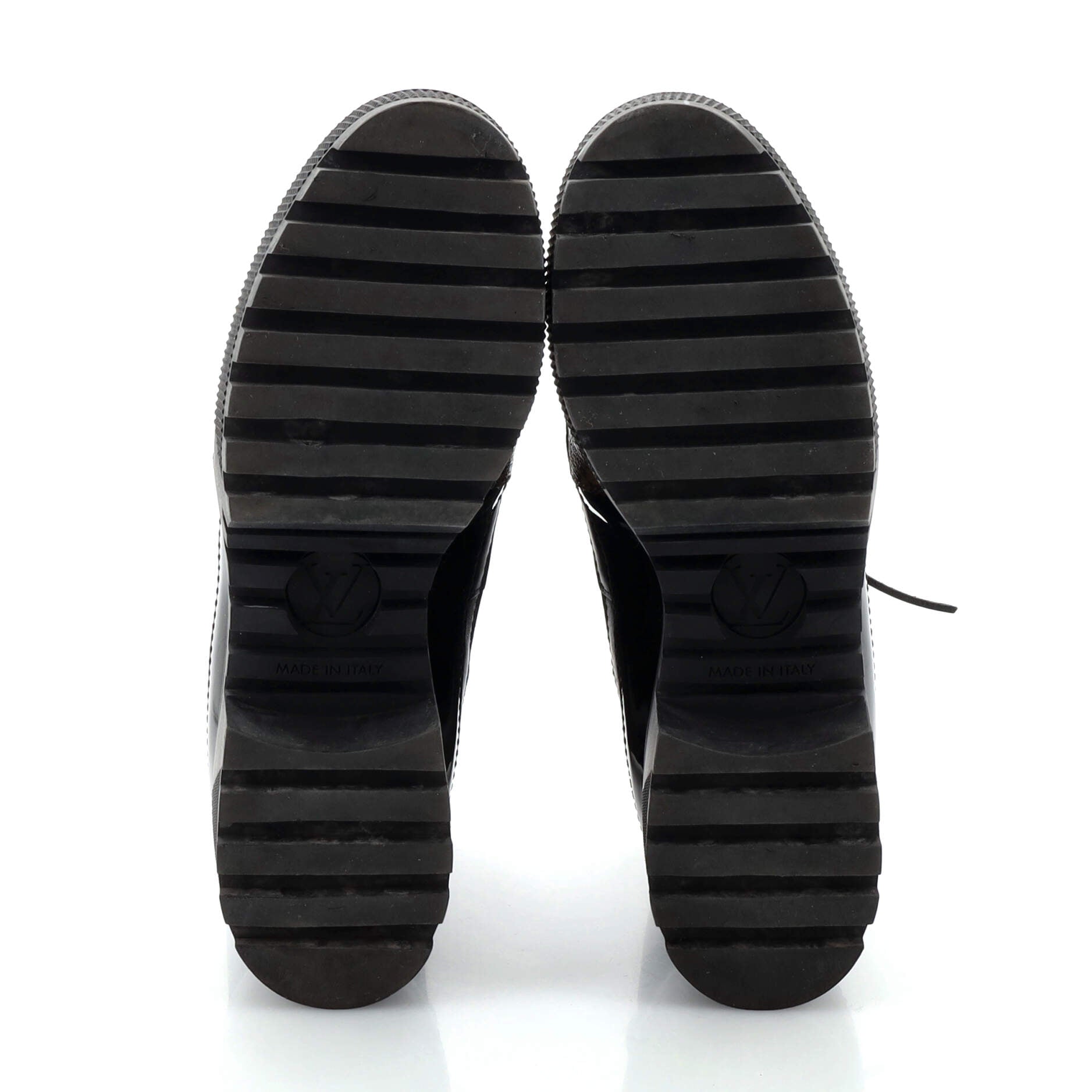 Louis Vuitton Women's Zip Up Laureate Platform Desert Boots Leather with Monogram Canvas and Suede
