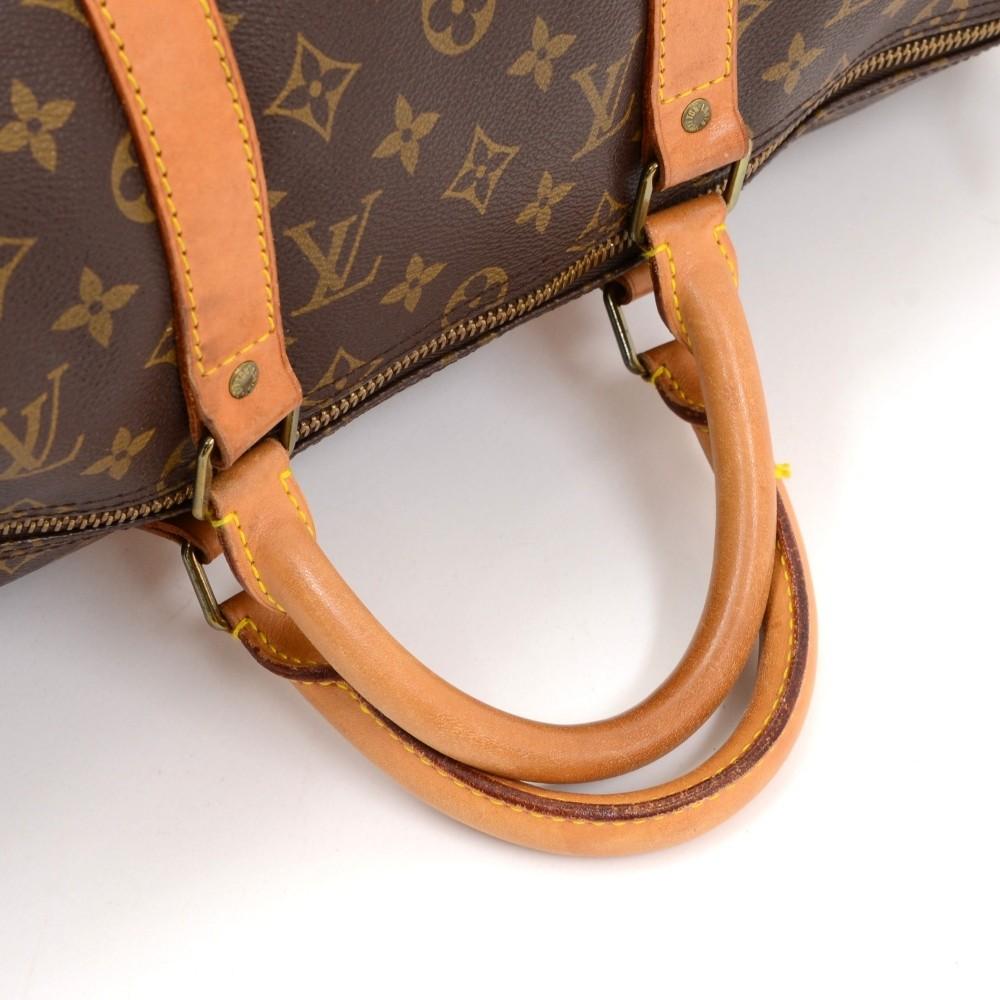 Louis Vuitto Keepall 50 Bandouliere Monogram Canvas Travel Bag with Strap