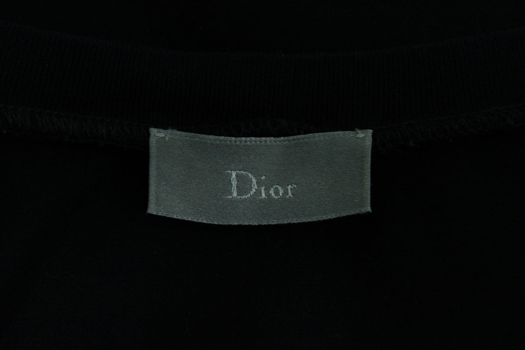 Dior Homme Bee Logo V-Neck T-Shirt in Black Cotton
