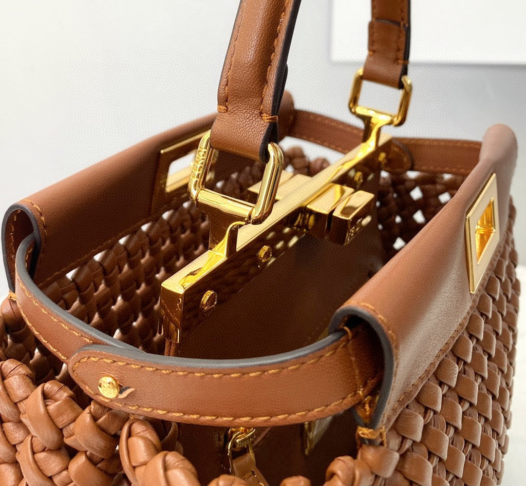 FI GlamI Mini Brown Braided Bag For Woman 18cm/7in