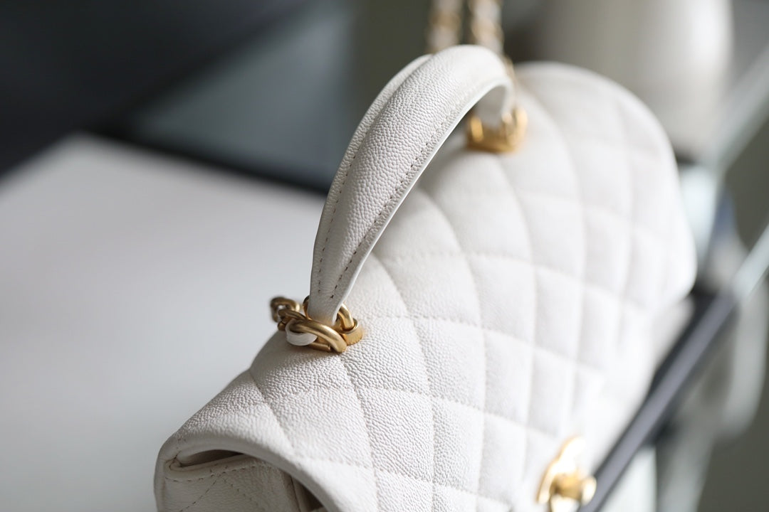 CHLMini Flapbag With Top Handle White For Women 7.8in/20cm