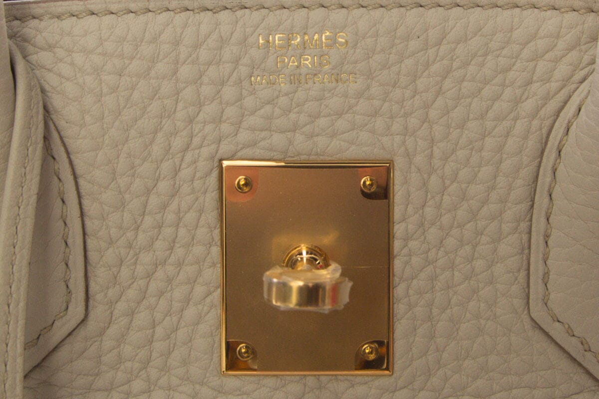 HermÃƒÆ’Ã‚Â¨s Birkin 30 Beton Clemence GHW #A Full Set  Handbag