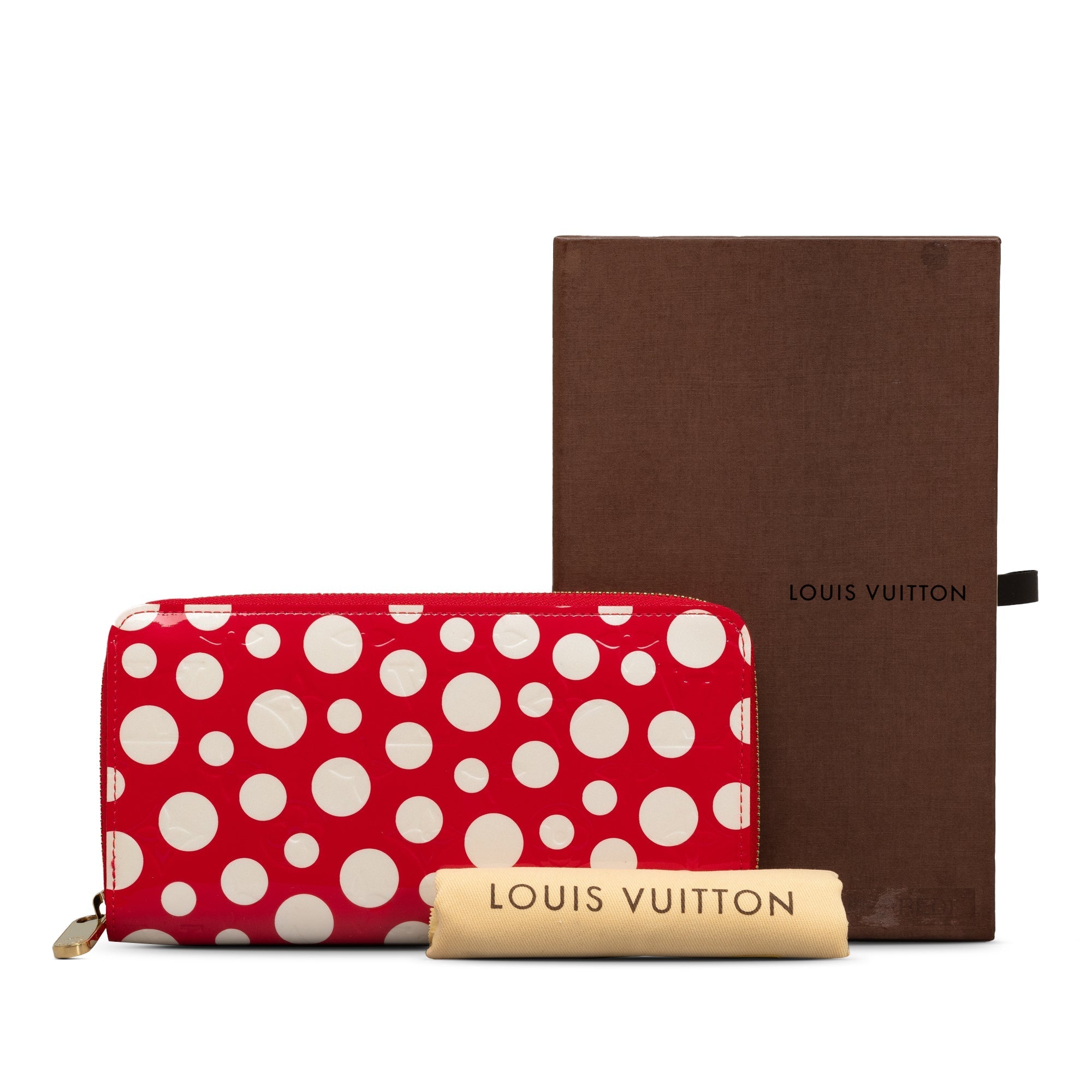 Red Louis Vuitton x Yayoi Kusama Monogram Vernis Infinity Dot Long Wallet