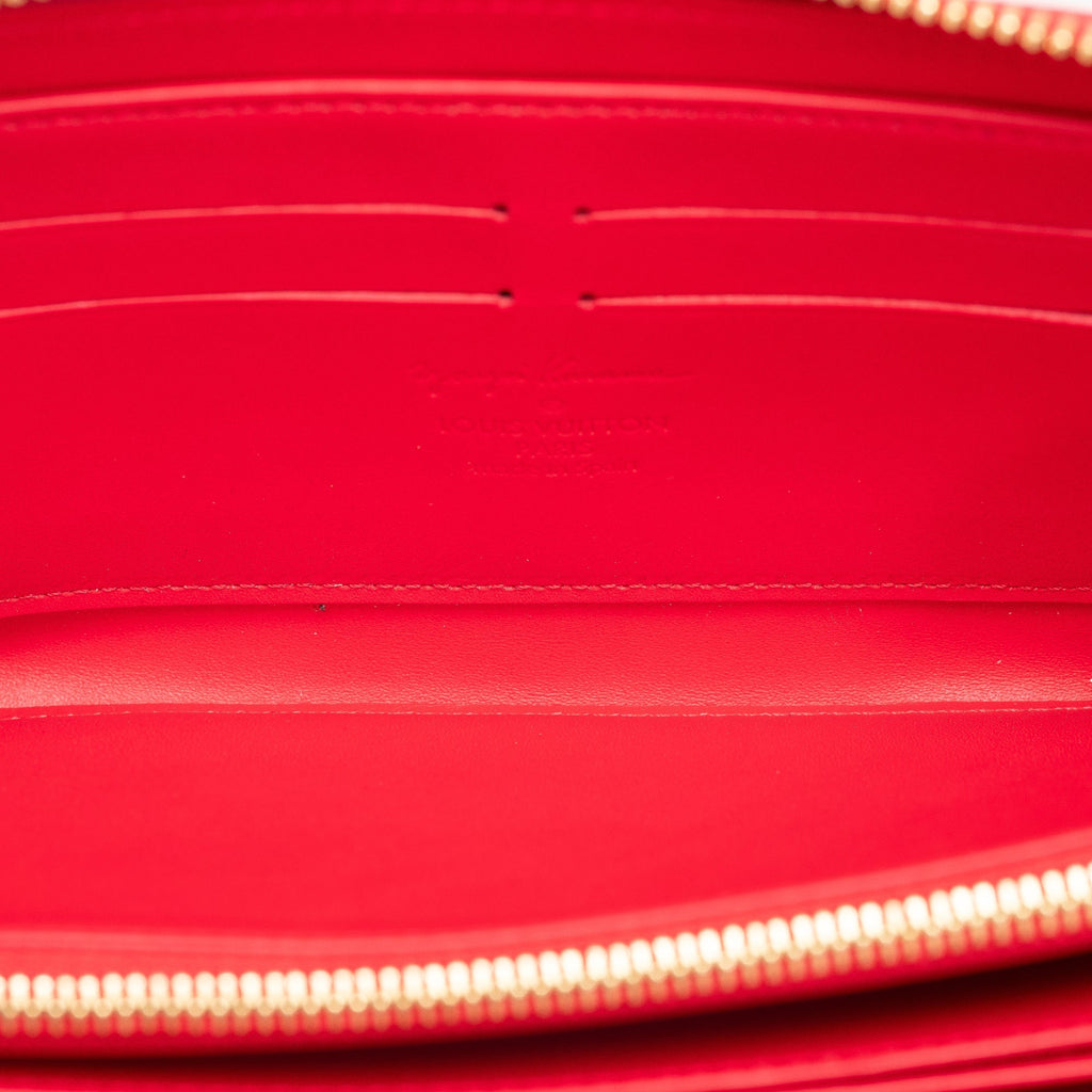 Red Louis Vuitton x Yayoi Kusama Monogram Vernis Infinity Dot Long Wallet