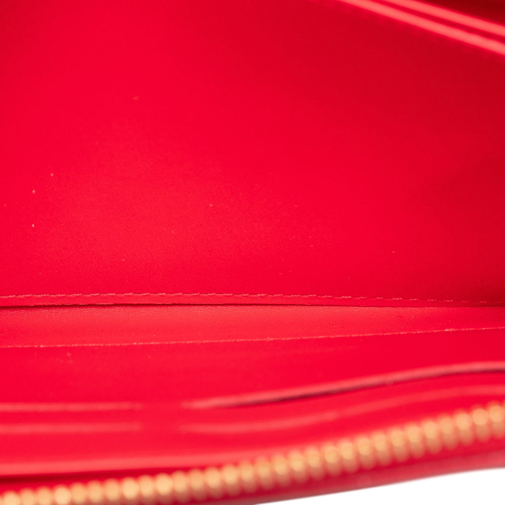 Red Louis Vuitton x Yayoi Kusama Monogram Vernis Infinity Dot Long Wallet