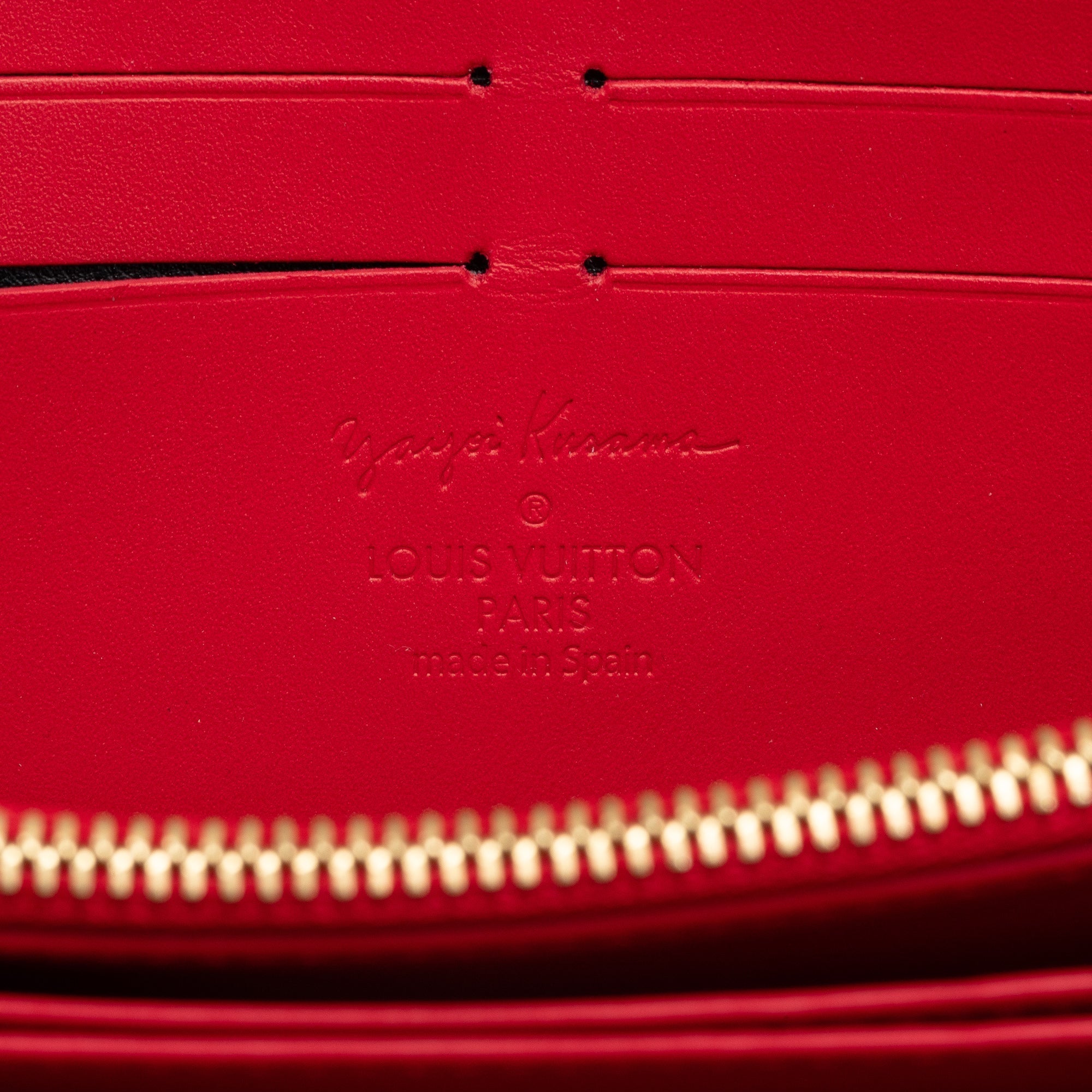 Red Louis Vuitton x Yayoi Kusama Monogram Vernis Infinity Dot Long Wallet