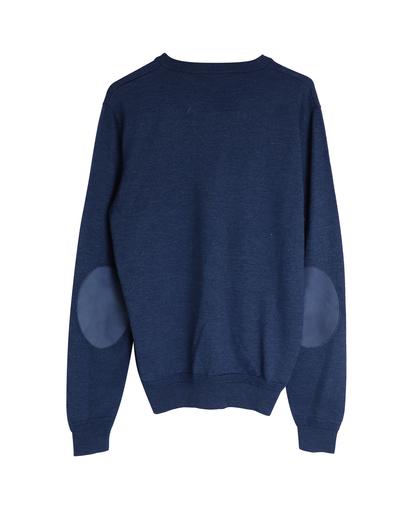 Louis Vuitton Elbow Patch Logo-Embroidered Sweater in Blue Wool