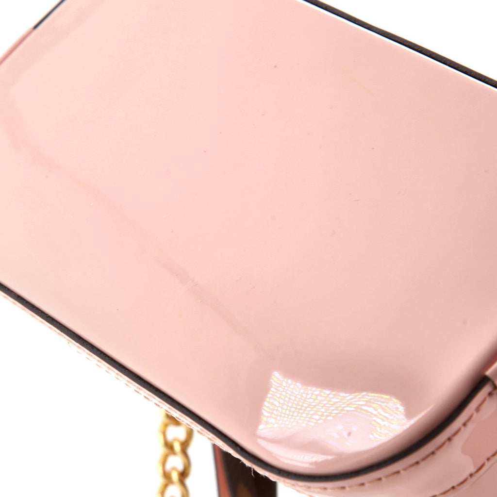 Louis Vuitton Alma Chain Handbag Vernis with Monogram Canvas Mini