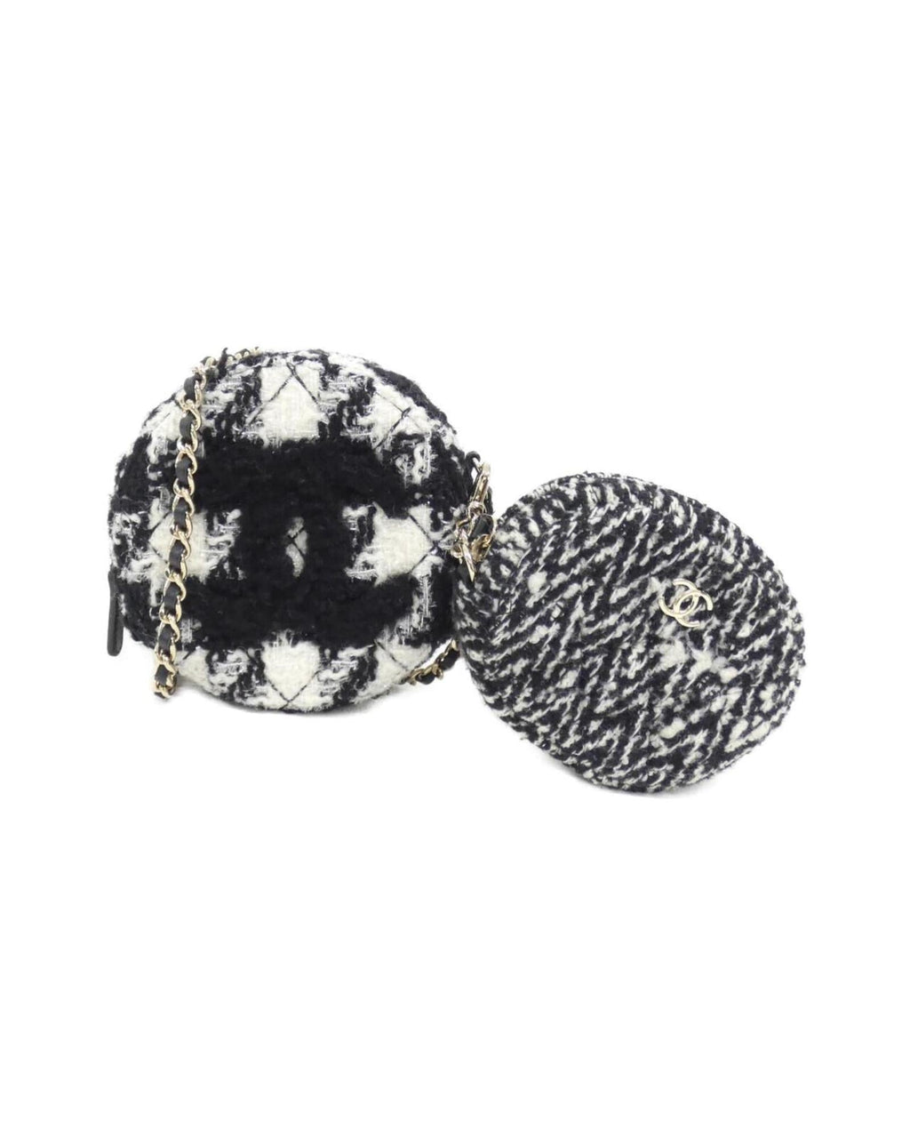 Chanel Round Tweed Clutch Bag