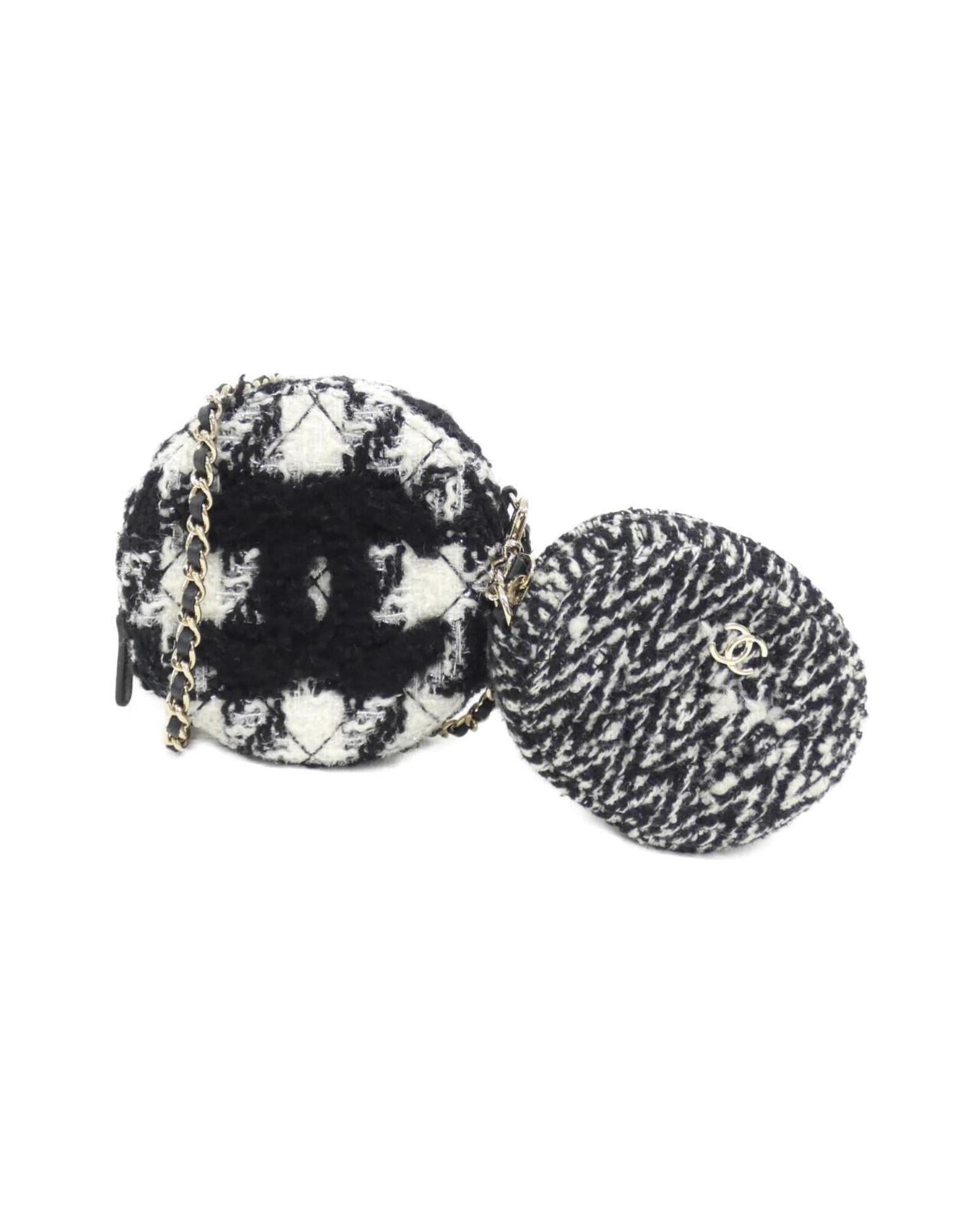 Chanel Round Tweed Clutch Bag