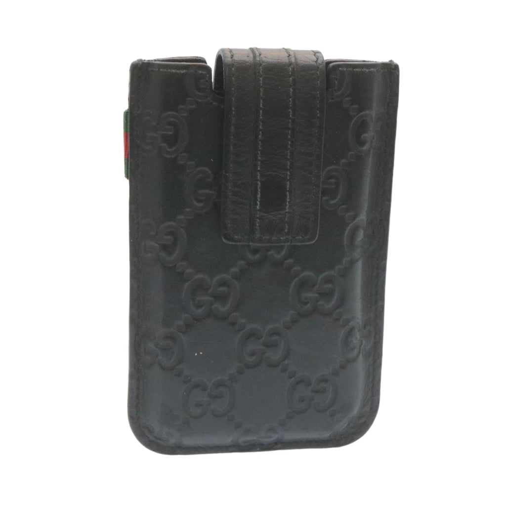 GUCCI Guccissima GG Canvas Smart Phone Case Leather Black 27996