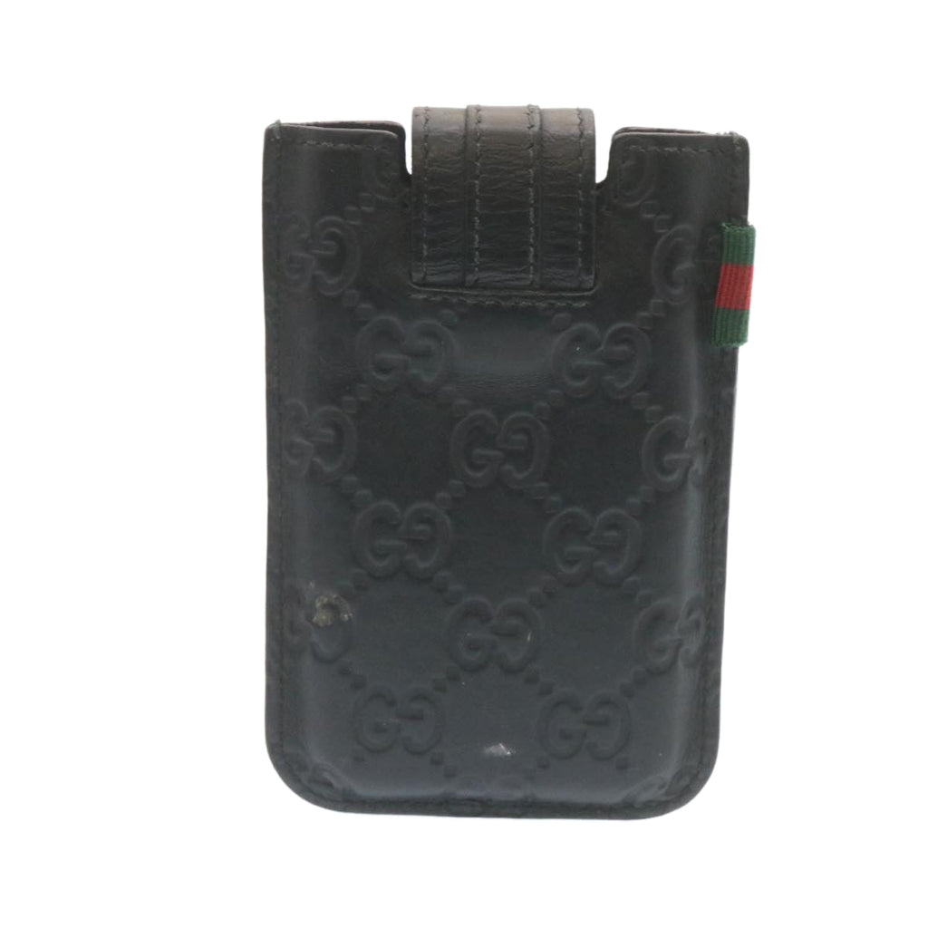 GUCCI Guccissima GG Canvas Smart Phone Case Leather Black 27996