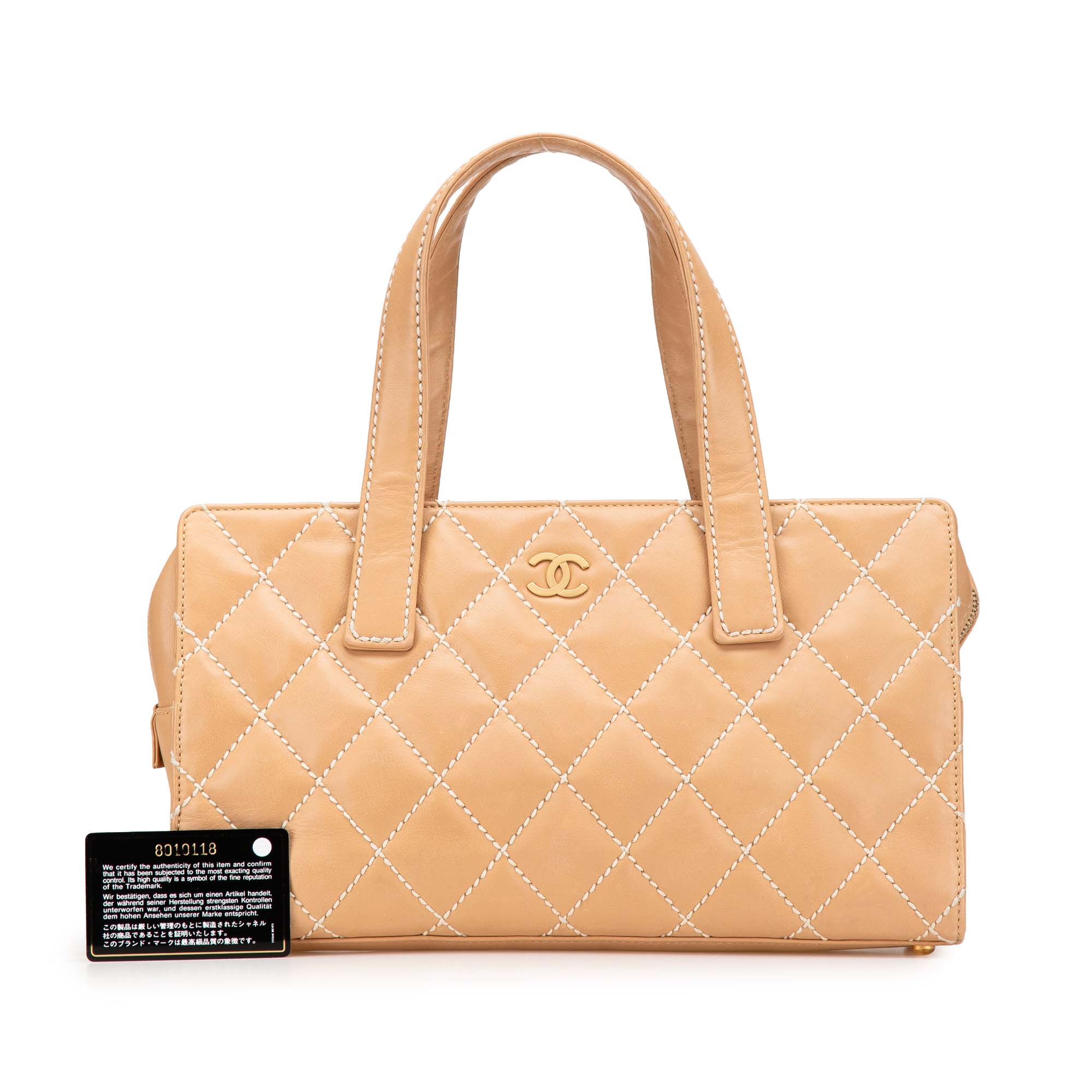 Chanel Cc Lambskin Wild Stitch Handbag