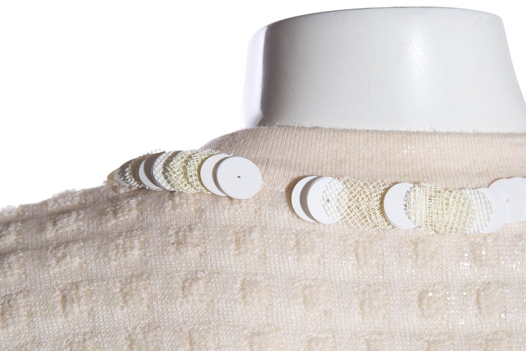 Chanel Cream Sequin Trim Cardigan SZ 42