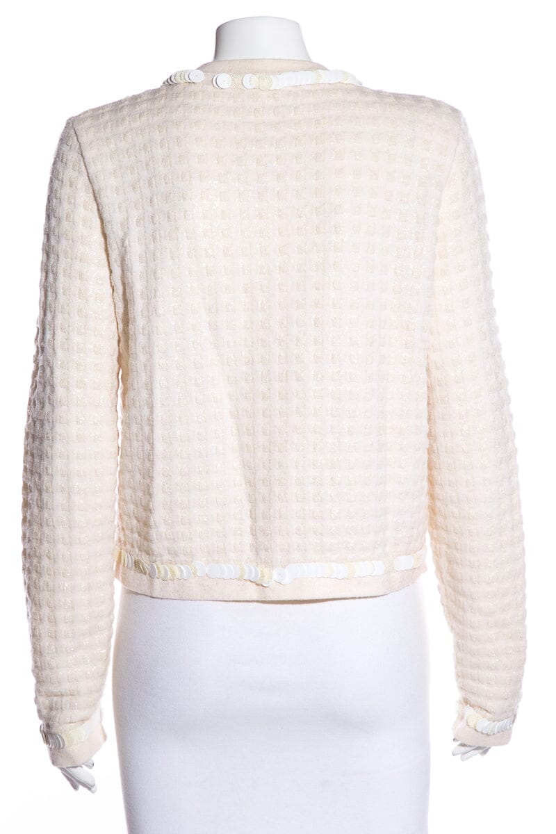 Chanel Cream Sequin Trim Cardigan SZ 42
