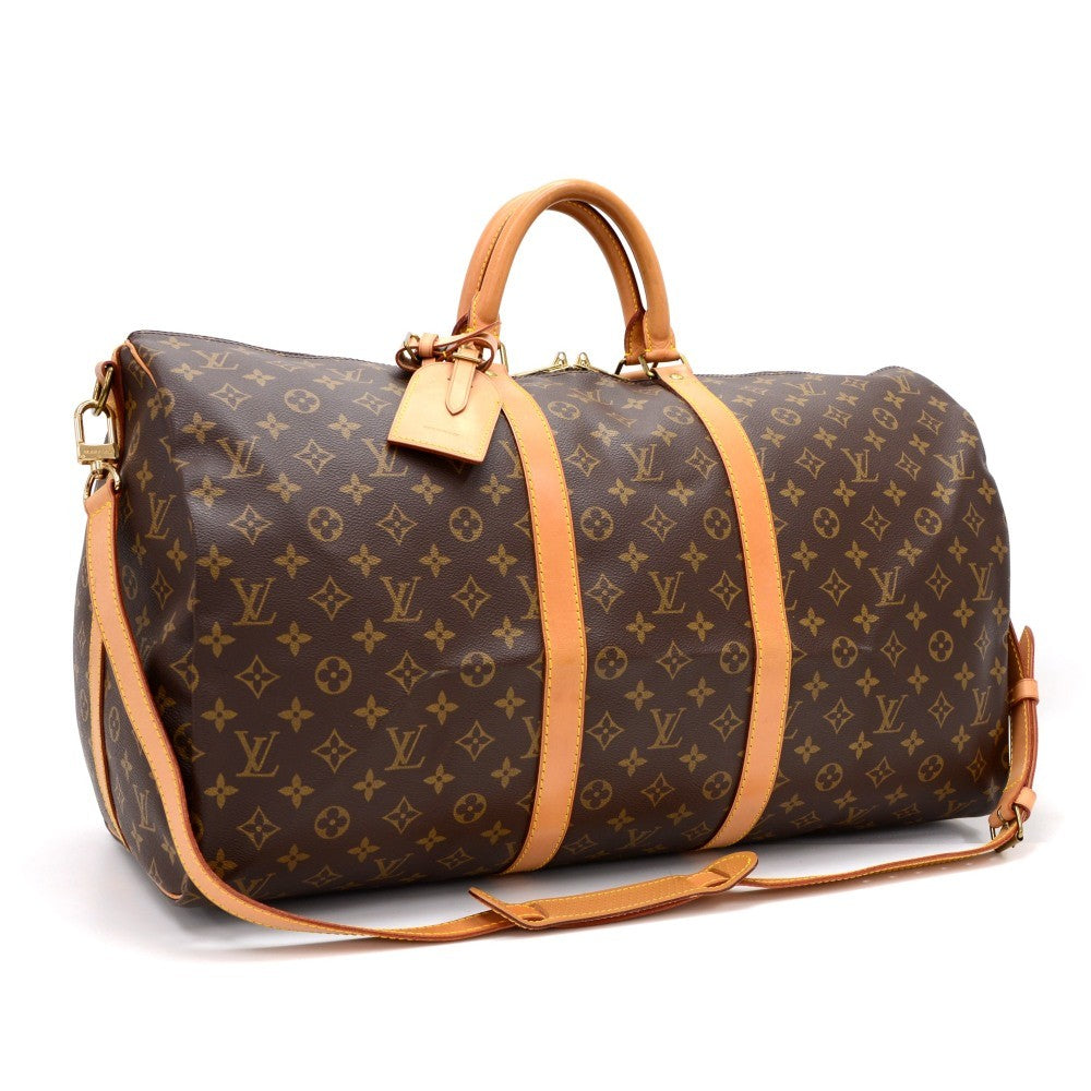 Louis Vuitto Keepall 55 Bandouliere Monogram Canvas Travel Bag with Strap