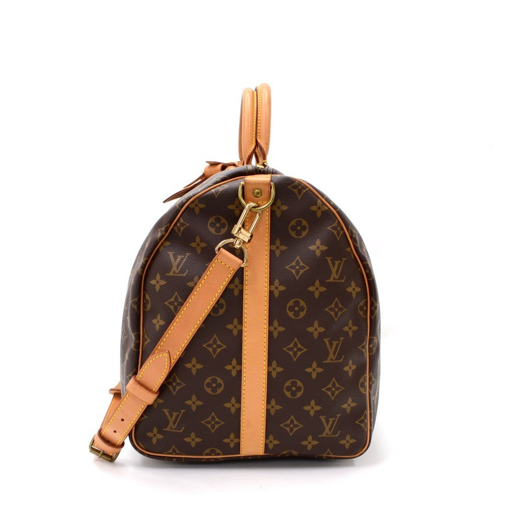 Louis Vuitto Keepall 55 Bandouliere Monogram Canvas Travel Bag with Strap