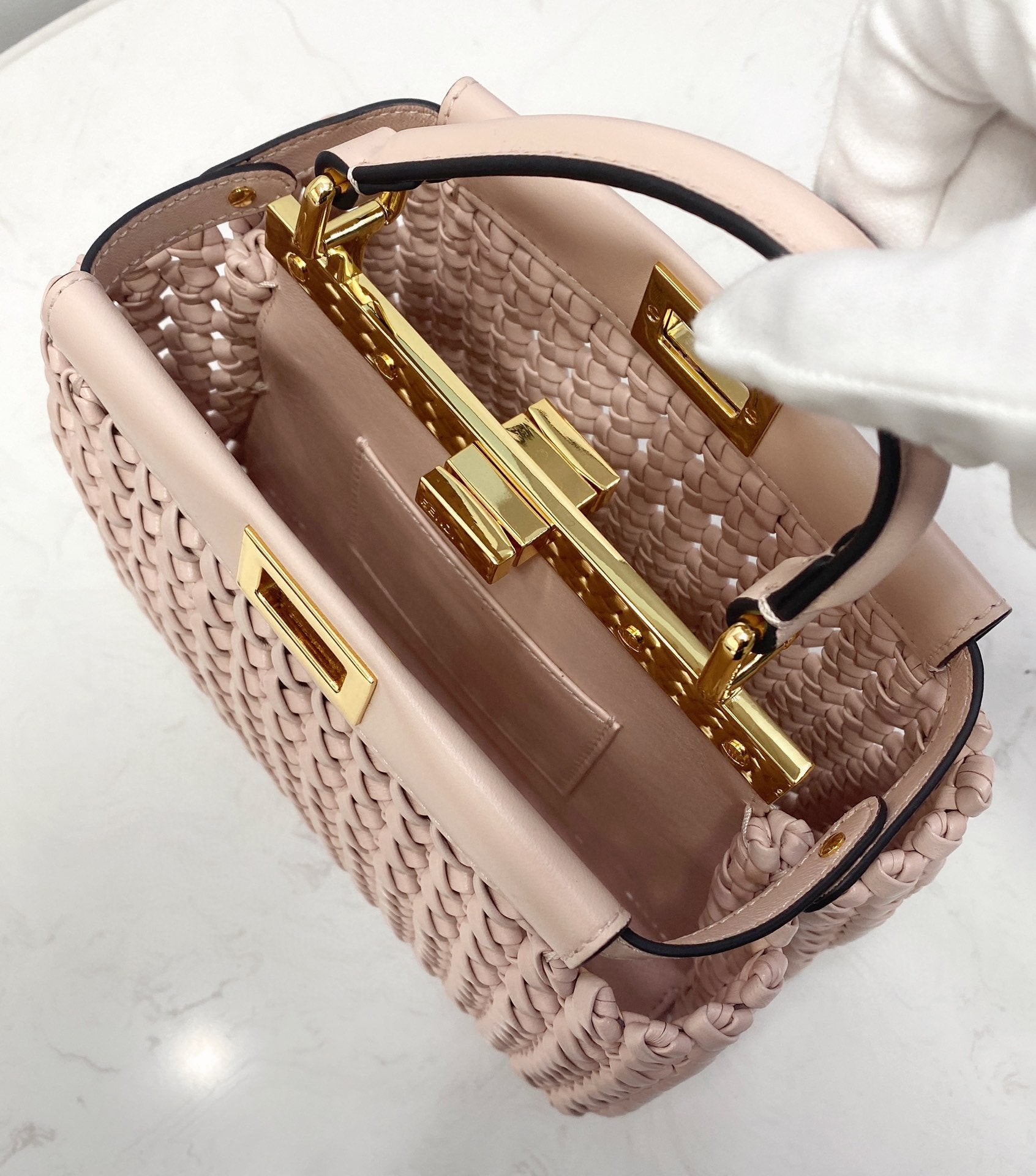 FI GlamI Mini Pale Pink Braided Bag For Woman 18cm/7in