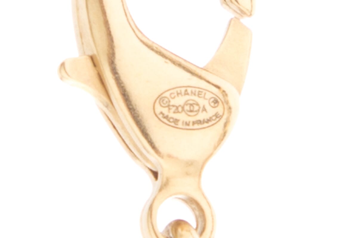 Chanel Gold Perfume Bottle Leather Chain Necklace
