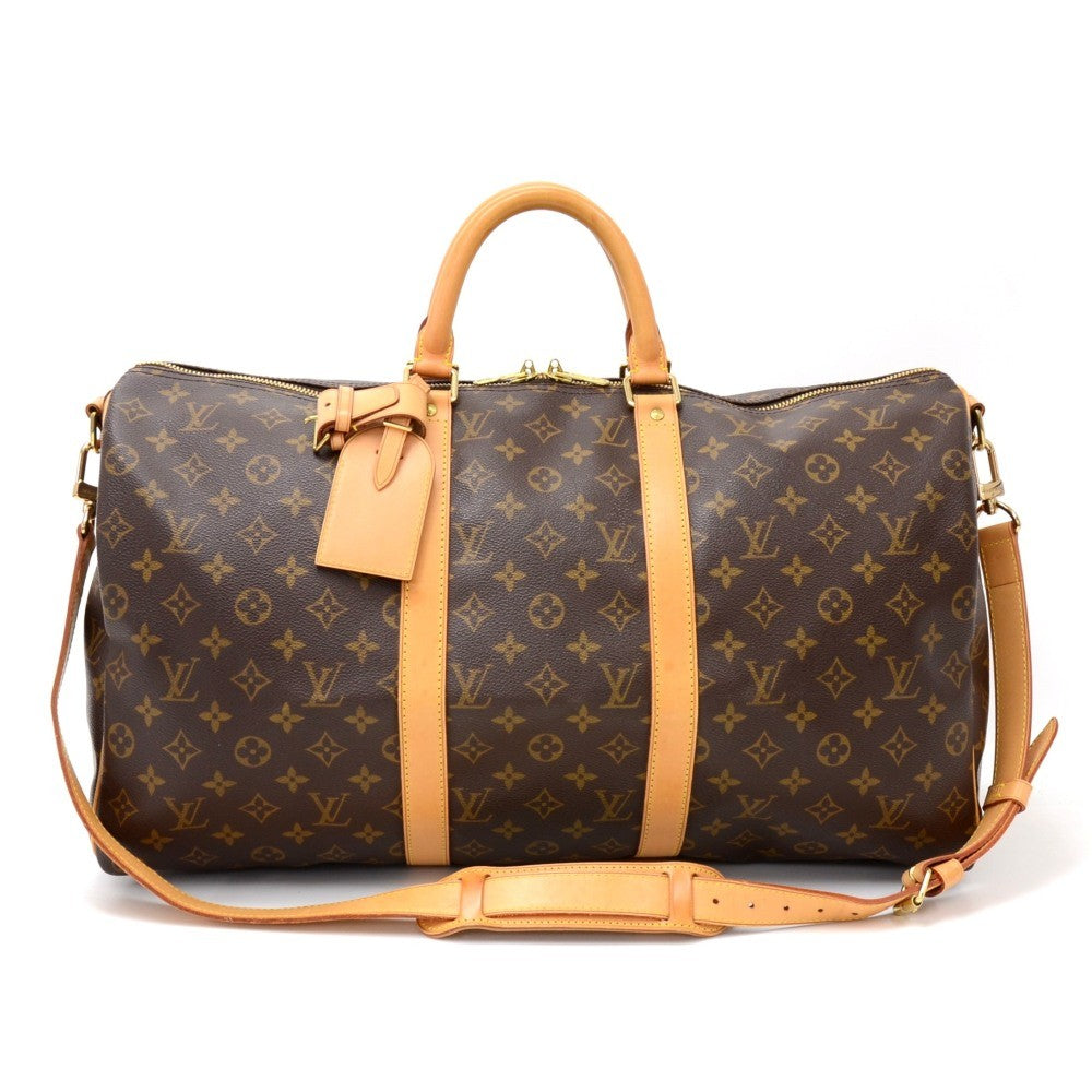 Louis Vuitto Keepall 50 Bandouliere Monogram Canvas Travel Bag with Strap