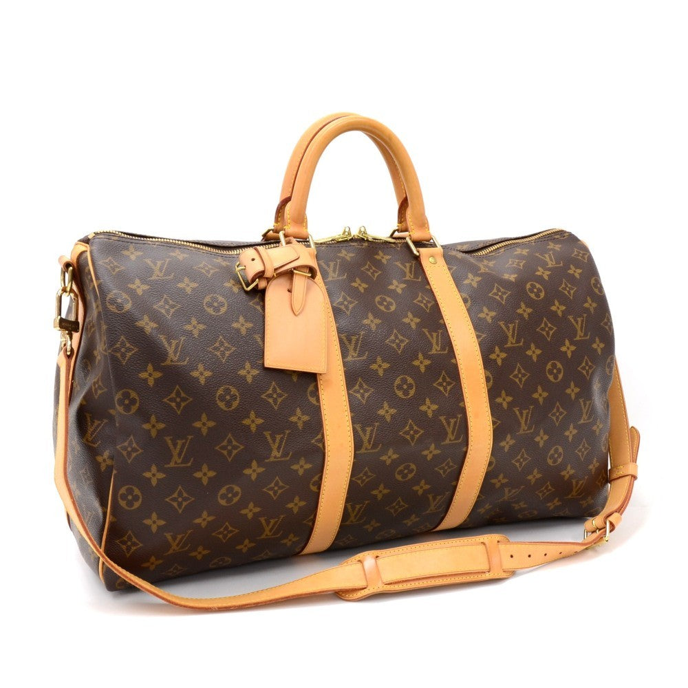 Louis Vuitto Keepall 50 Bandouliere Monogram Canvas Travel Bag with Strap