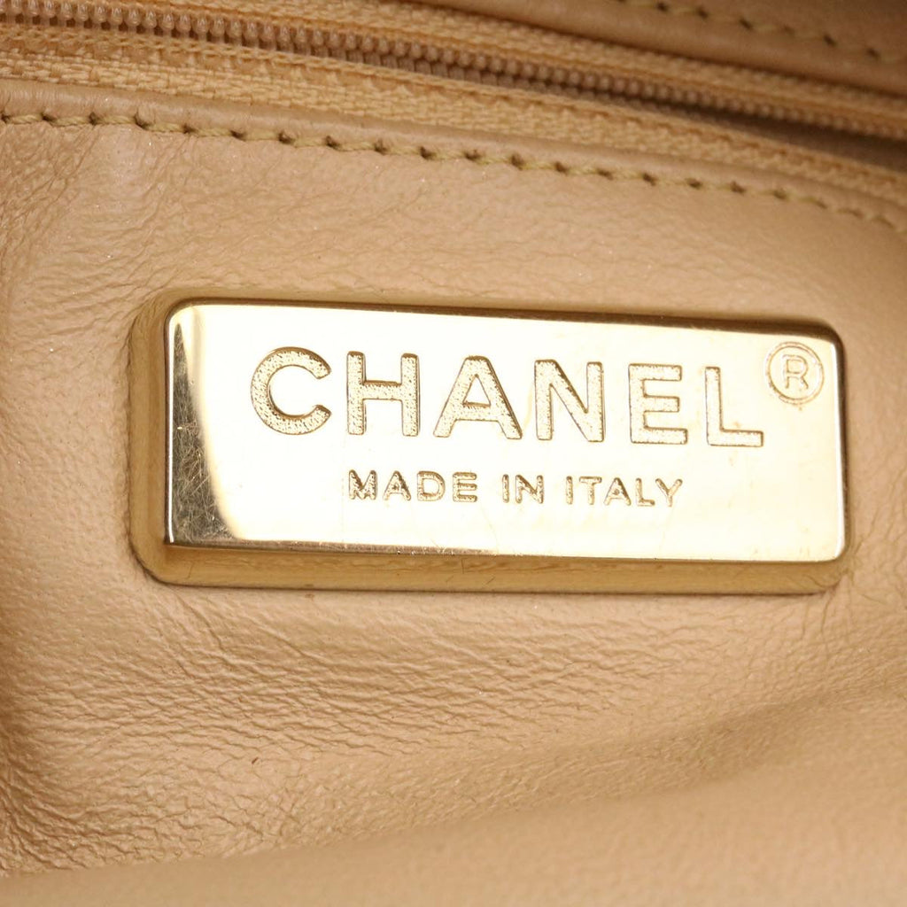 CHANEL Caviar Skin Tote Bag Leather White CC 28380A