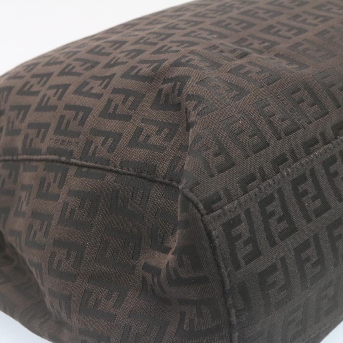 FENDI Zucchino Canvas Hand Bag Dark Brown 28540