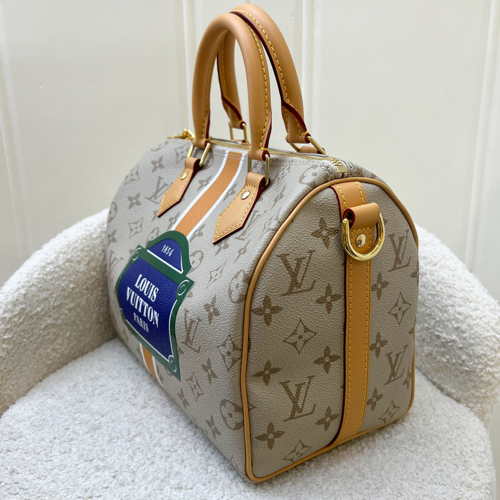 LV Speedy 25 Bandouliere in Beige Monopaname Canvas and GHW