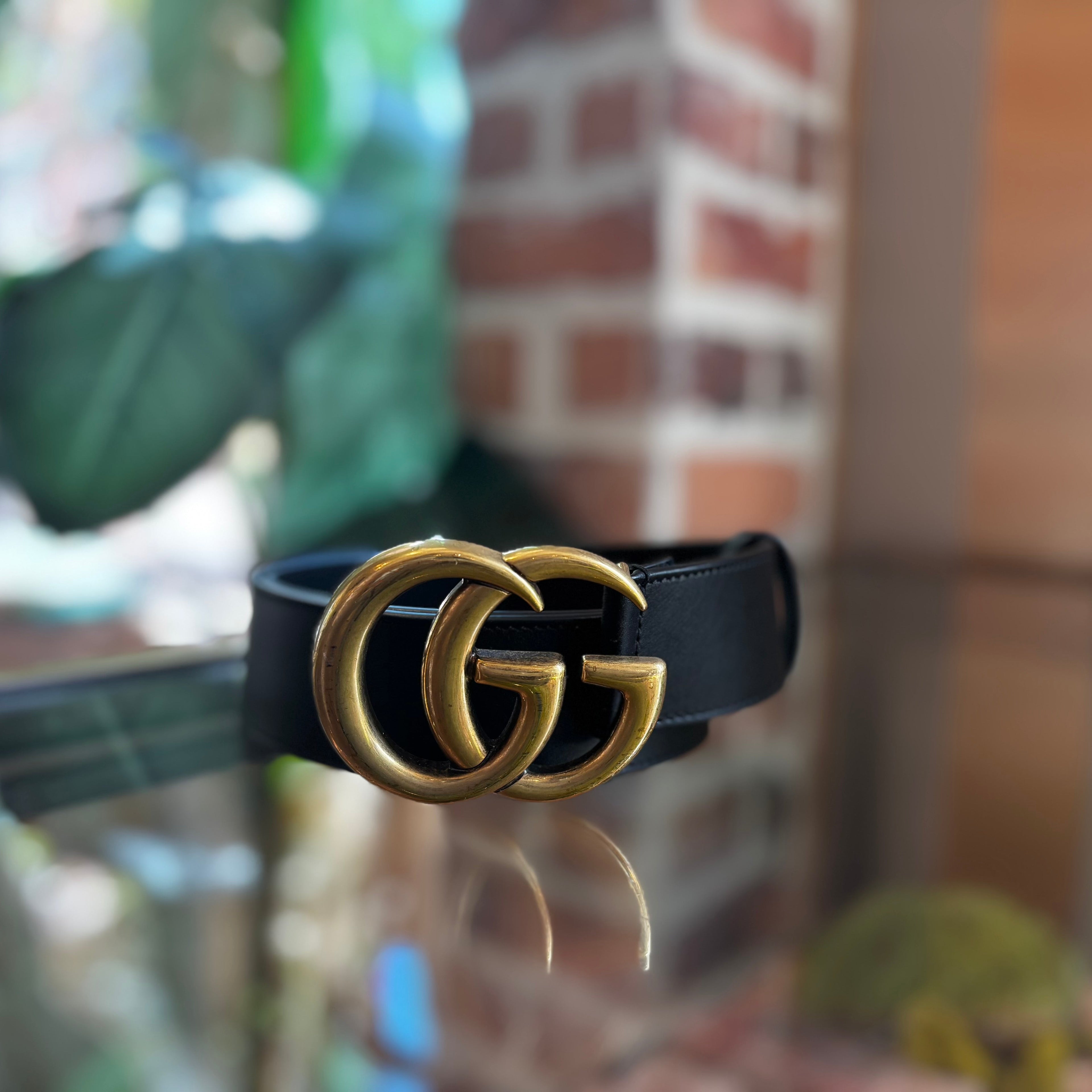 GUCCI Black GG Marmont Belt Sz 85/34