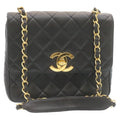 CHANEL Matelasse Chain Flap Shoulder Bag Lamb Skin Black Gold CC 28632A