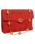 Chanel Red Suede Quilted Shoulder Bag