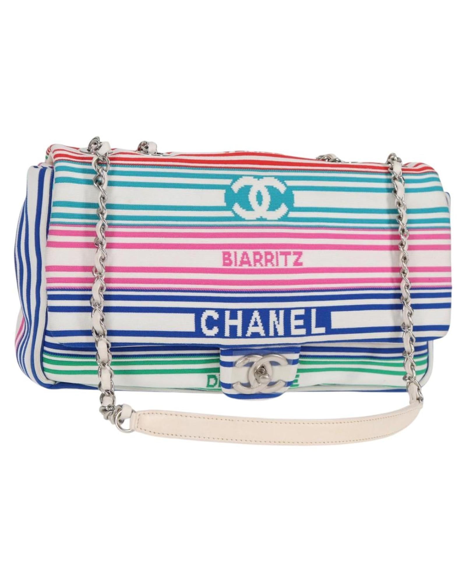 Chanel Biarritz Stripe Knitted Shoulder Bag