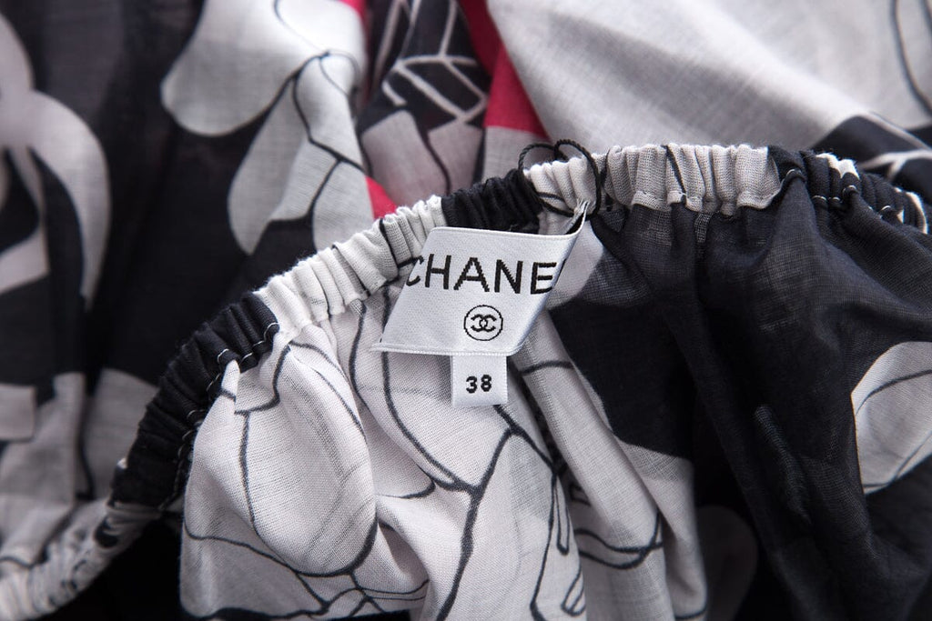 Chanel Black & White Off Shoulder Blouse SZ 38