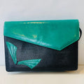 RAPHAEL Vintage Green And Black Leather Shoulder Bag