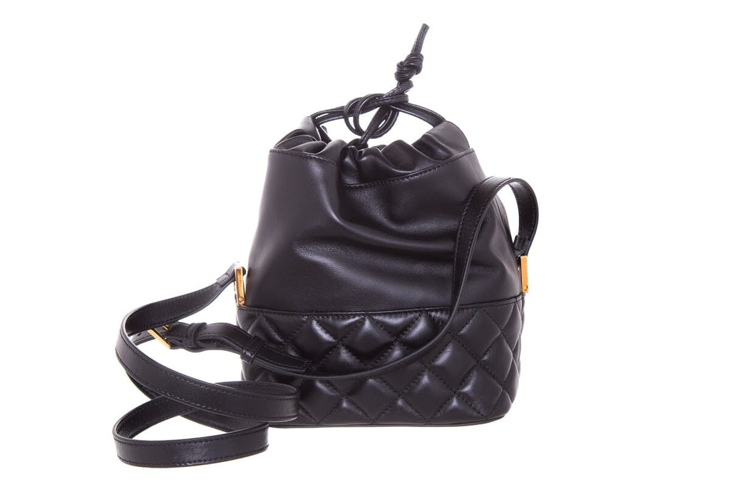 Versace La Medusa Black Quilted Nappa Leather Bucket Bag