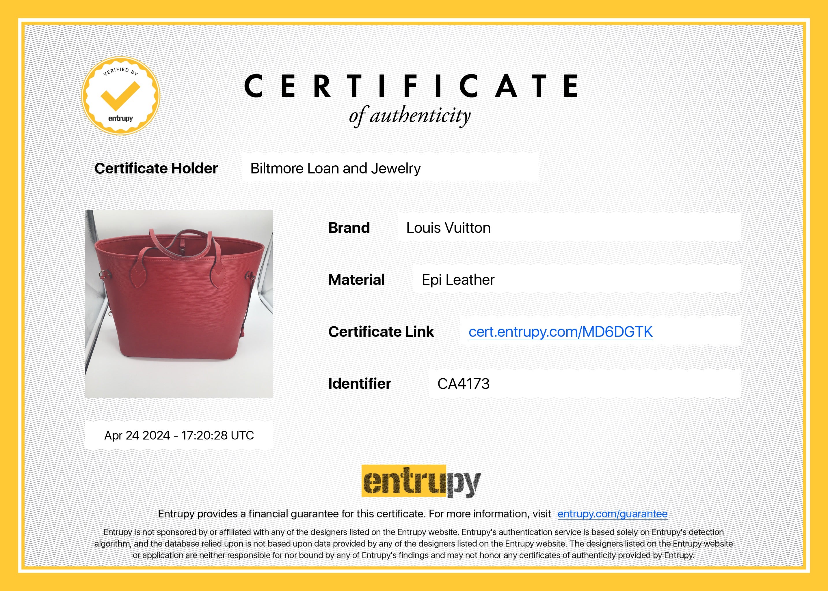 Louis Vuitton Red EPI Neverfull MM Tote w/ Pouch