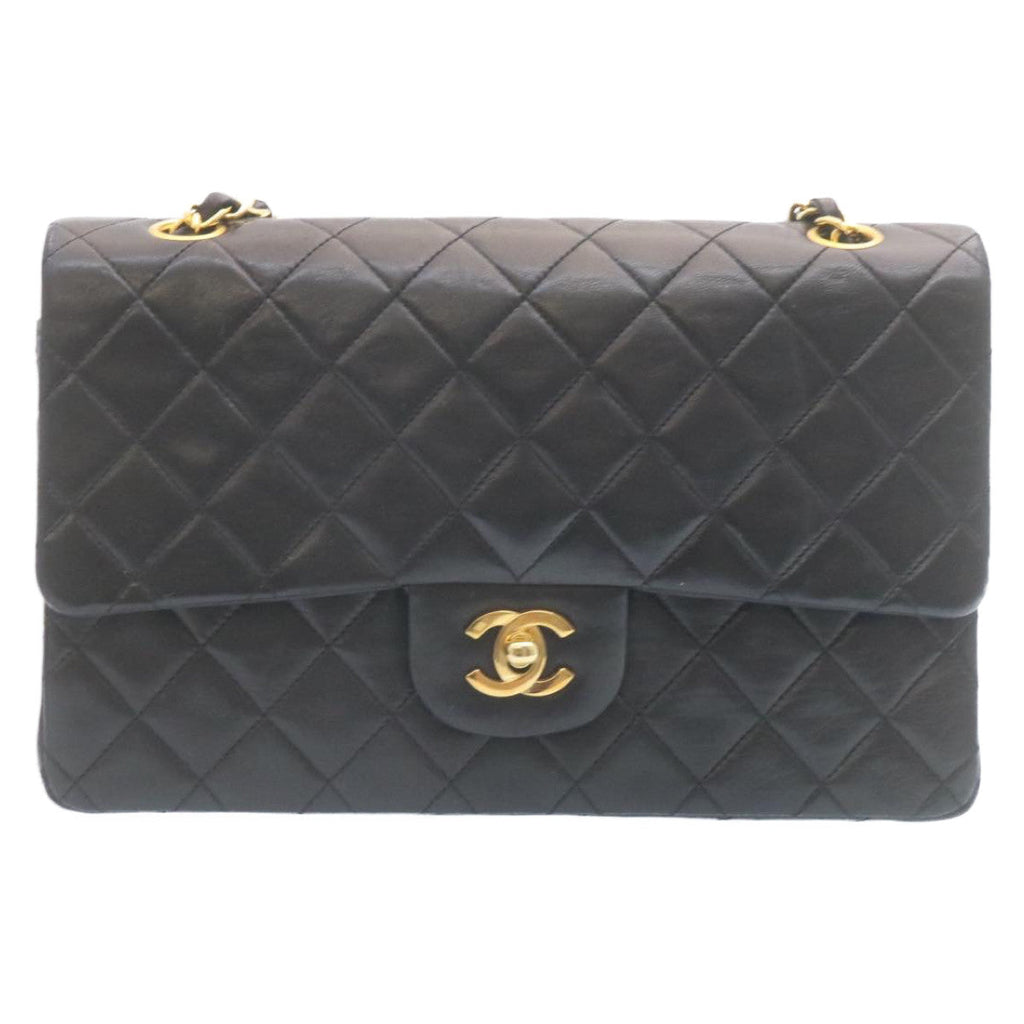 CHANEL Classic Matelasse 25 Chain Flap Shoulder Bag Lamb Skin Black 29001A
