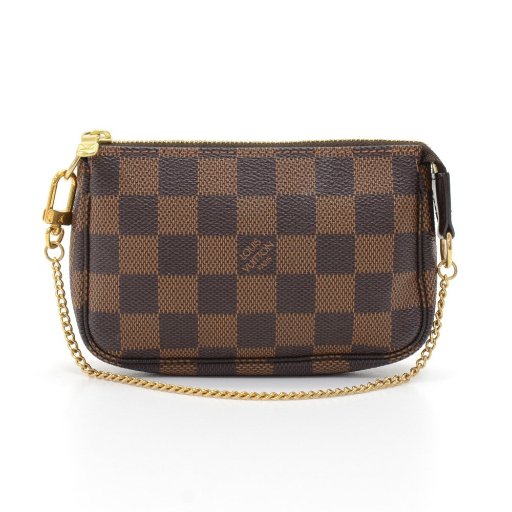 Louis Vuitto Mini Pochette Accessoires Damier EbÃ¨ne Canvas Evening Bag