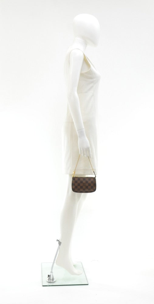 Louis Vuitto Mini Pochette Accessoires Damier EbÃ¨ne Canvas Evening Bag