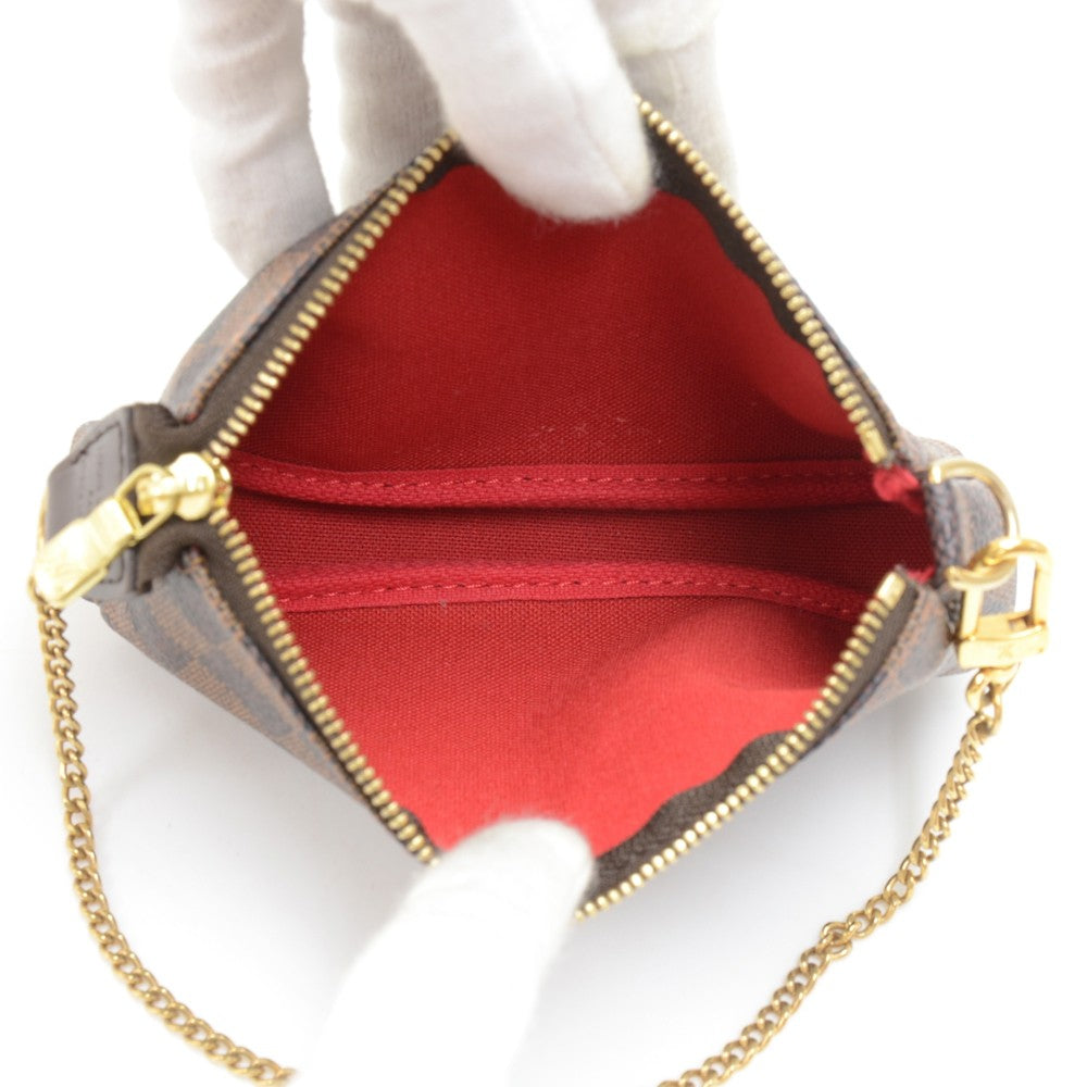 Louis Vuitto Mini Pochette Accessoires Damier EbÃ¨ne Canvas Evening Bag
