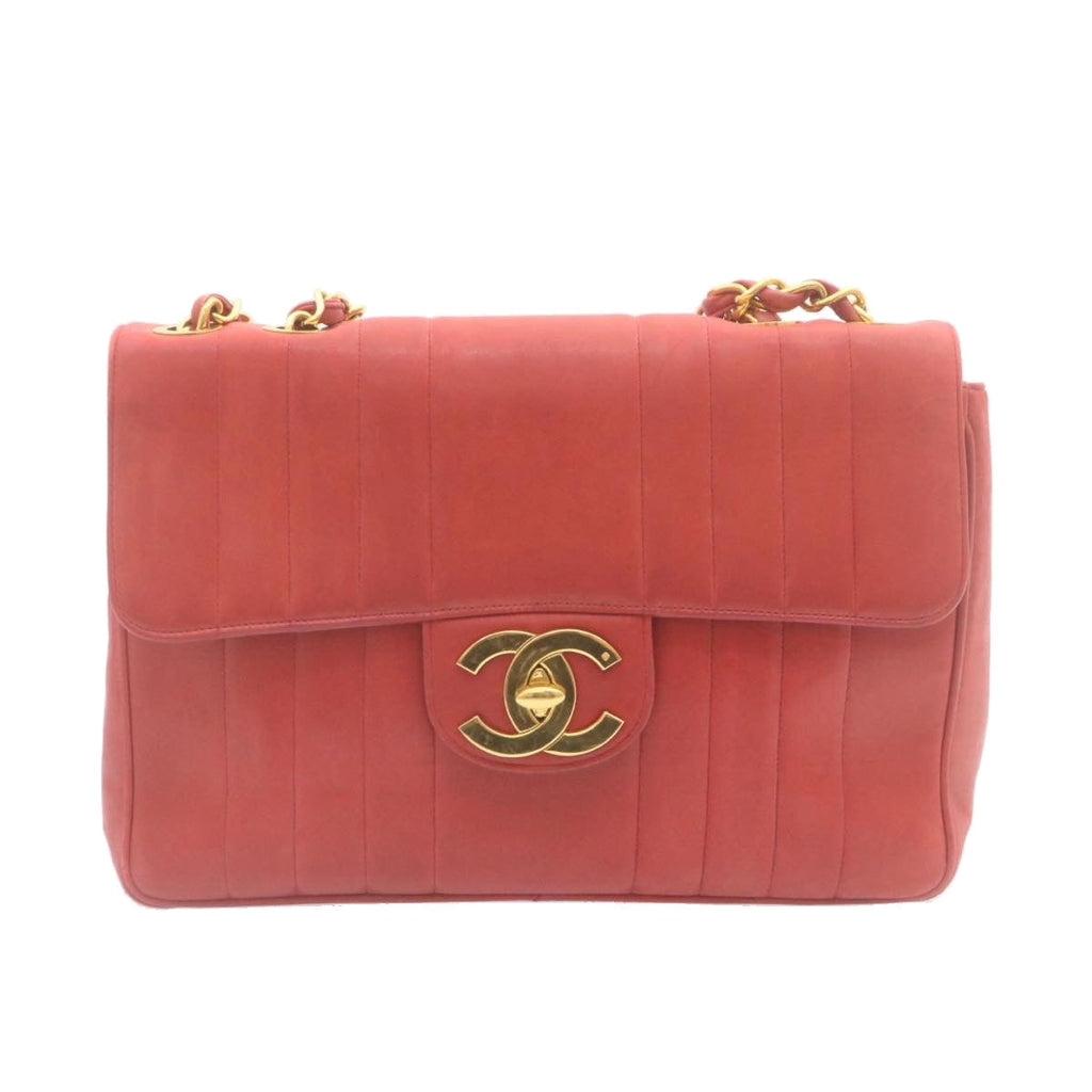 CHANEL Mademoiselle Big Coco Double Chain Shoulder Bag Lamb Skin Red 29129A