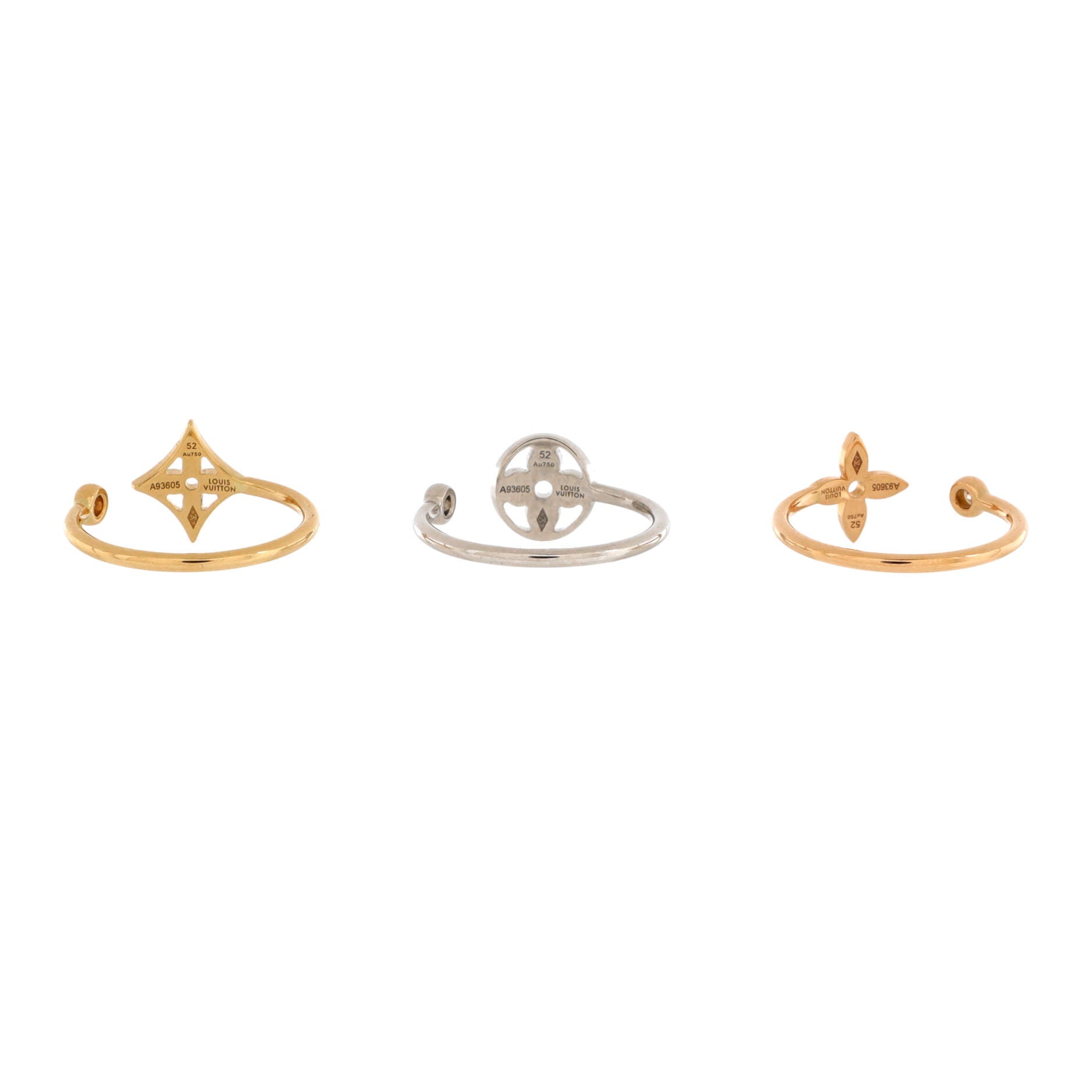 Louis Vuitton Idylle Blossom Ring Set 18K Tricolor Gold with Diamonds