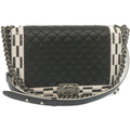 CHANEL Matelasse Boy Chanel Chain Shoulder Bag Lamb Skin Black CC 29190A