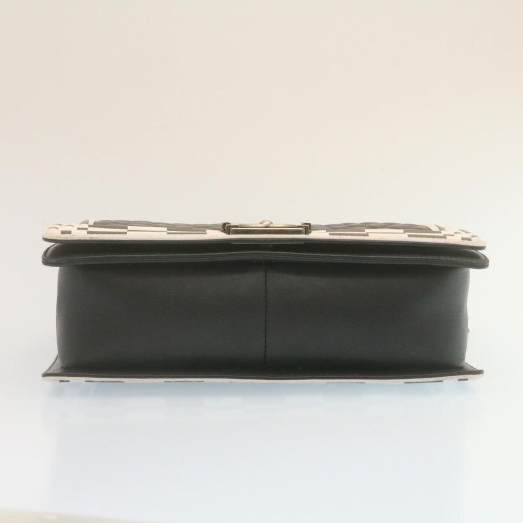 CHANEL Matelasse Boy Chanel Chain Shoulder Bag Lamb Skin Black CC 29190A