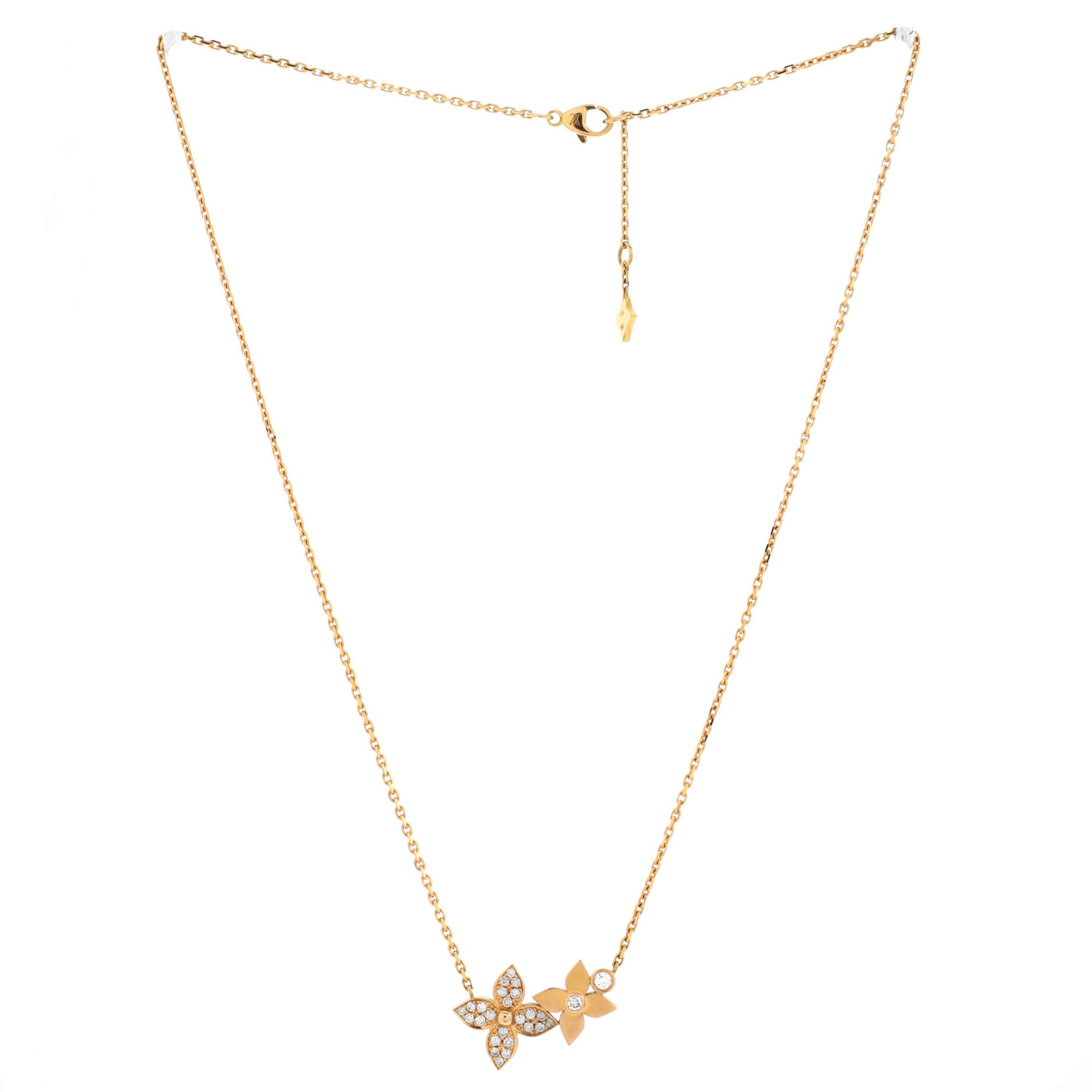Louis Vuitton Star Blossom Double Pendant Necklace 18K Rose Gold and Diamonds