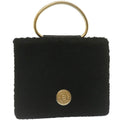 FENDI Wool Hand Bag Black 29346