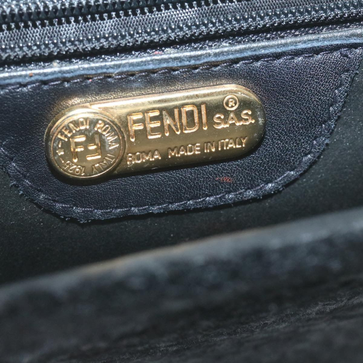 FENDI Wool Hand Bag Black 29346