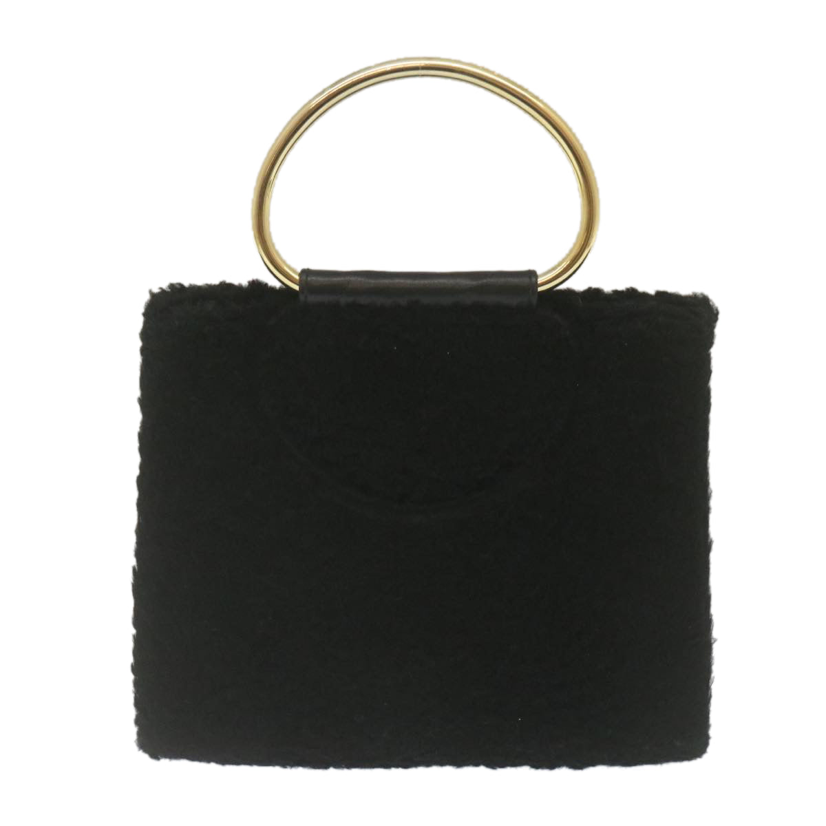 FENDI Wool Hand Bag Black 29346