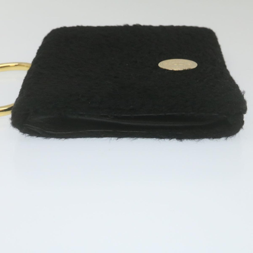 FENDI Wool Hand Bag Black 29346