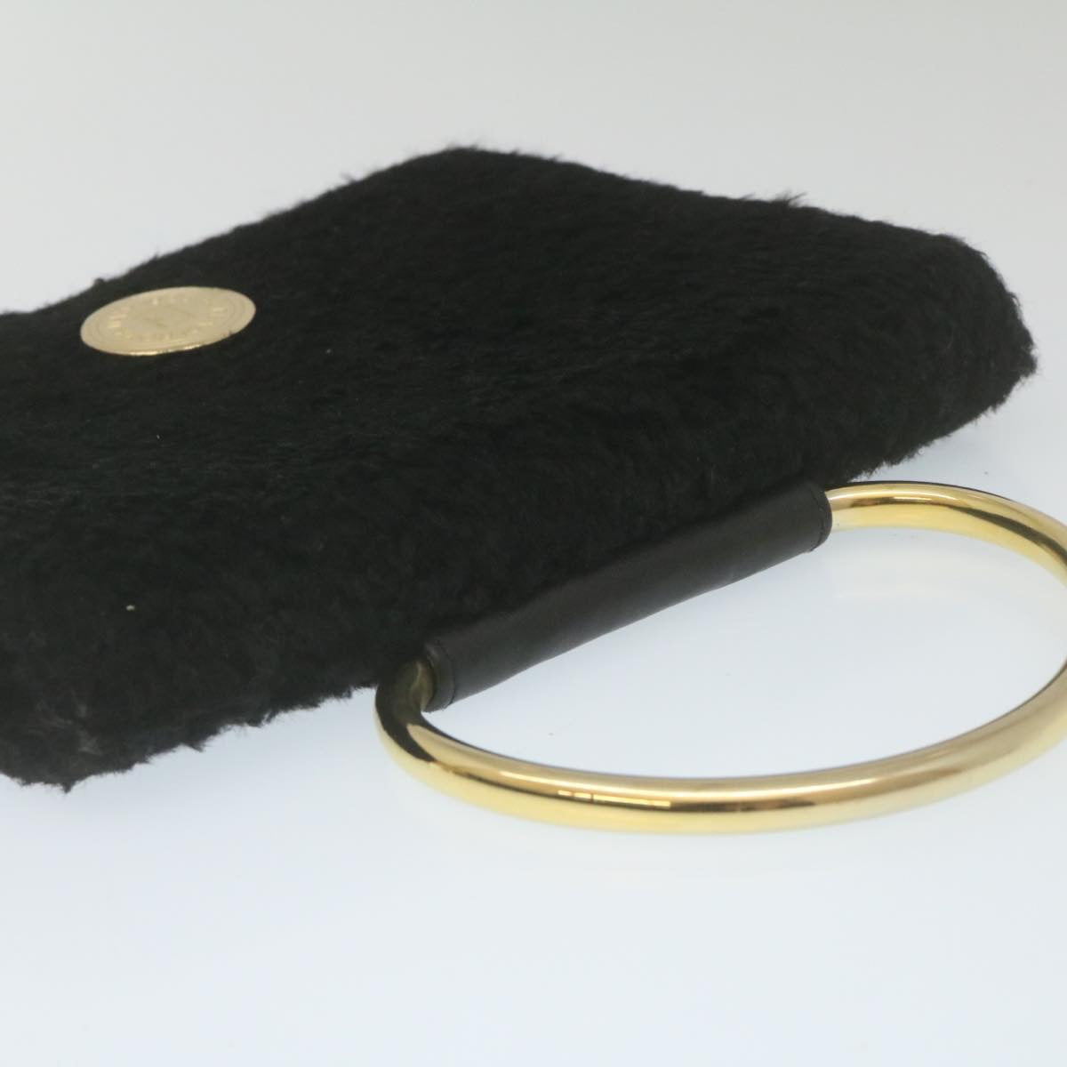 FENDI Wool Hand Bag Black 29346